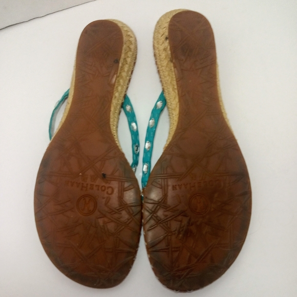 COLE HAAN THONG SANDALS Teal w8.5 Runestones lightweight Slip on - Picture 4 of 7